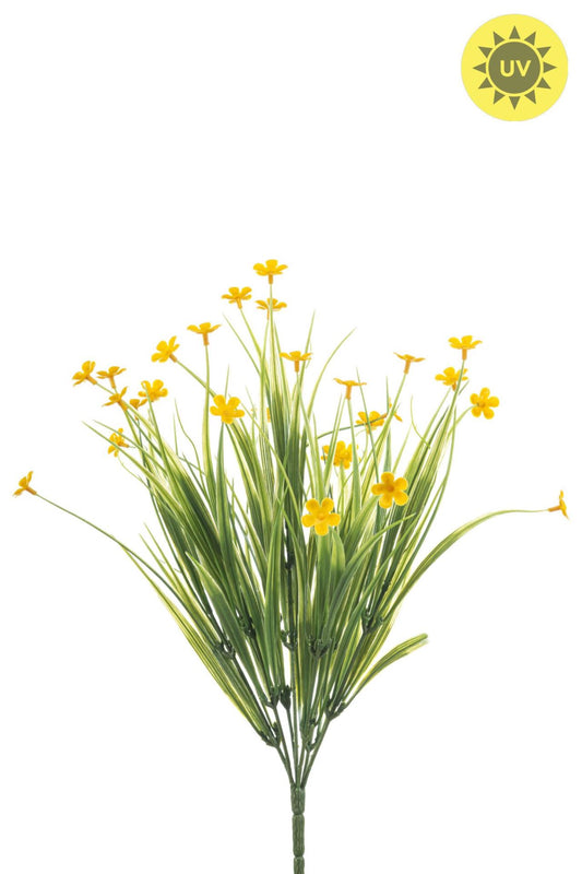 Grass bush w yellow flower UV 40cm