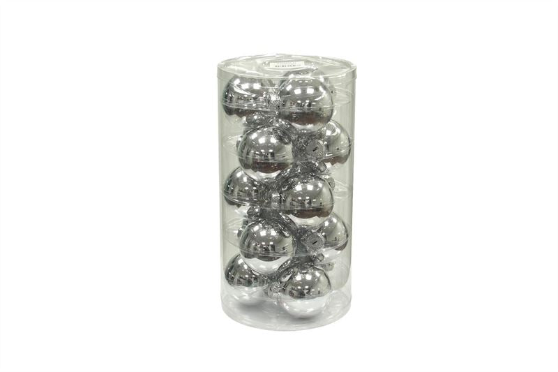 Kerstbal glas 80mm zilver glans 15/